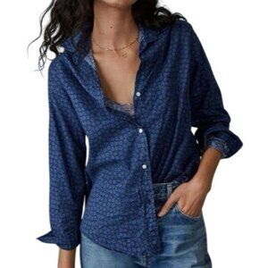 Grayson The Hero Shirt Women's 4 Classic Blue Floral Long Sleeve Button Down